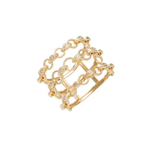 Anel Ouro Amarelo com Diamantes