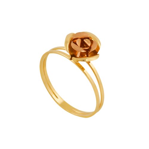 Anel Flor Ouro Amarelo e Rosé