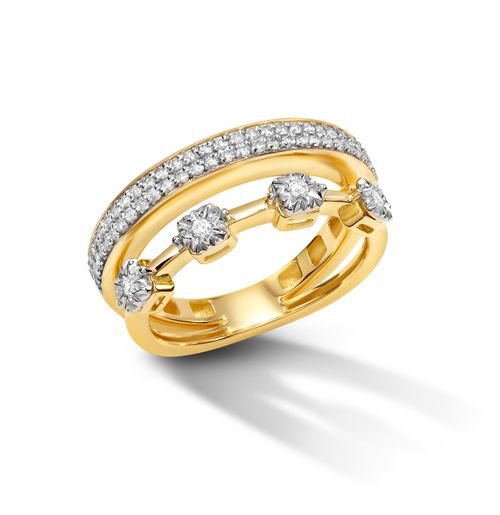 Anel Ouro Amarelo Diamante