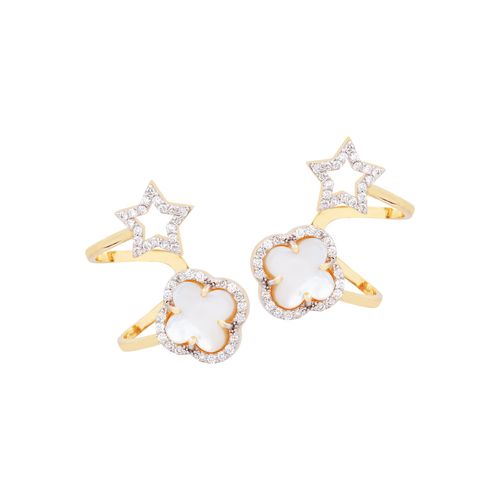 Brinco Trevo e Estrela Ouro Amarelo