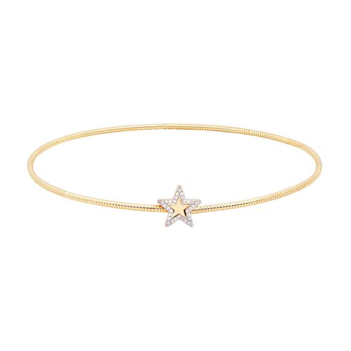 Colar Chocker Estrela Ouro Amarelo Diamante