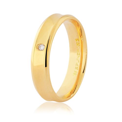 Aliança Anatômica Ouro Amarelo Diamante