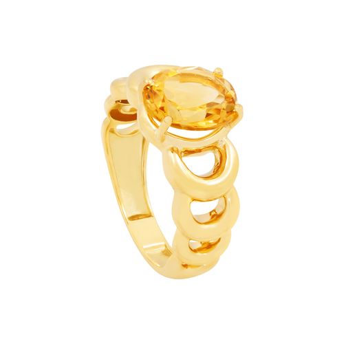 Anel Ouro Amarelo Citrino
