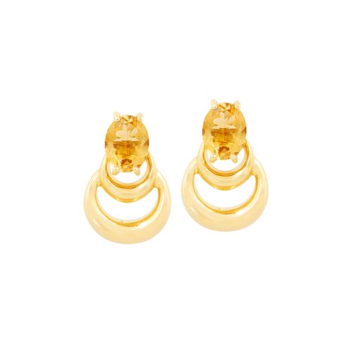 Brinco Ouro Amarelo Citrino