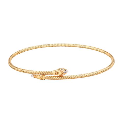 Colar Chocker Serpente Ouro Amarelo Diamante