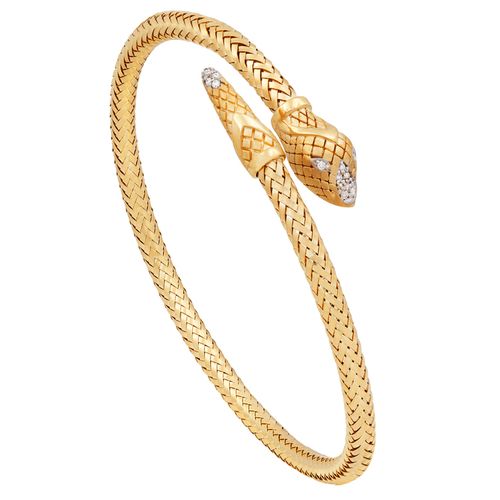 Bracelete Serpente Ouro Amarelo Diamante