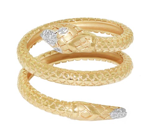 Anel Serpente Ouro Amarelo Diamante