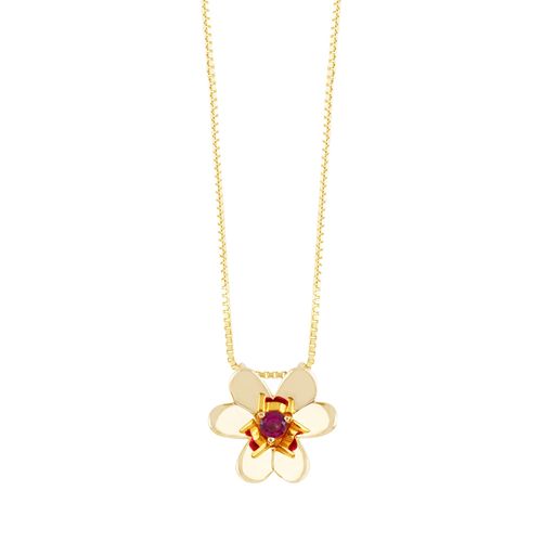 Colar Flor Prata Zirconia