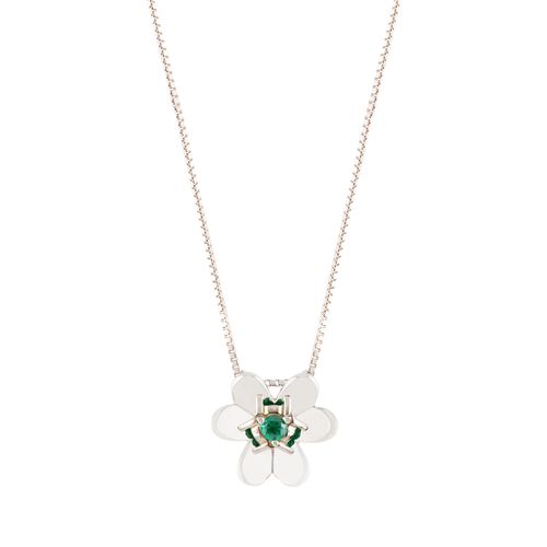 Colar Flor Prata Zircônia