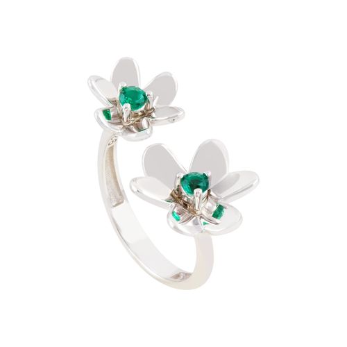 Anel Flor Prata Zircônia