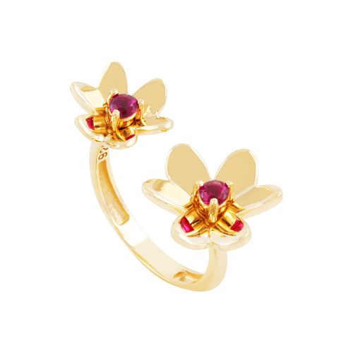 Anel Flor Prata Zircônia