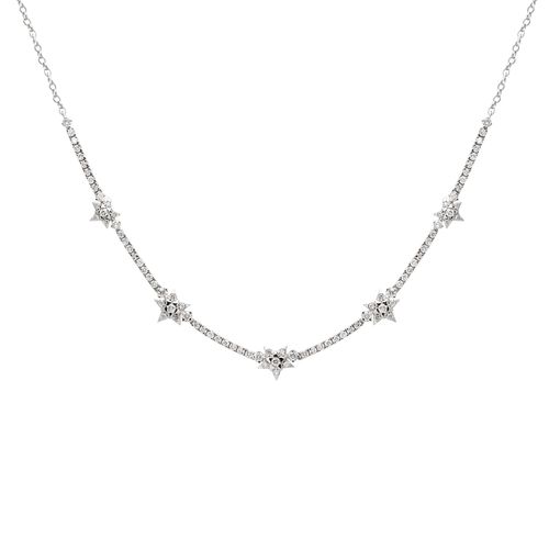 Colar Estrela Ouro Branco Diamante