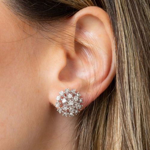 Brinco Ouro Branco Diamante