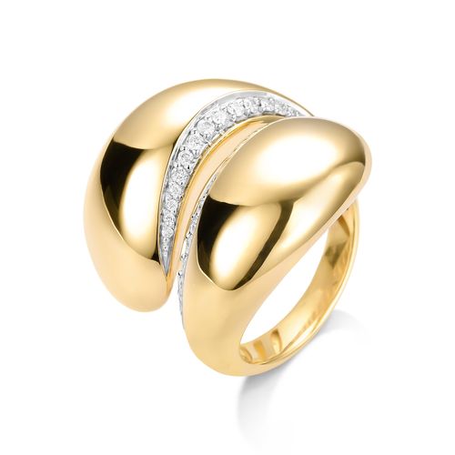 Anel Gota Ouro Amarelo Diamante