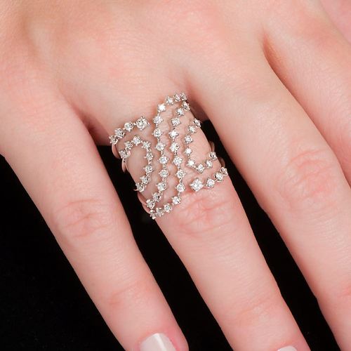 Anel Ouro Branco Diamante