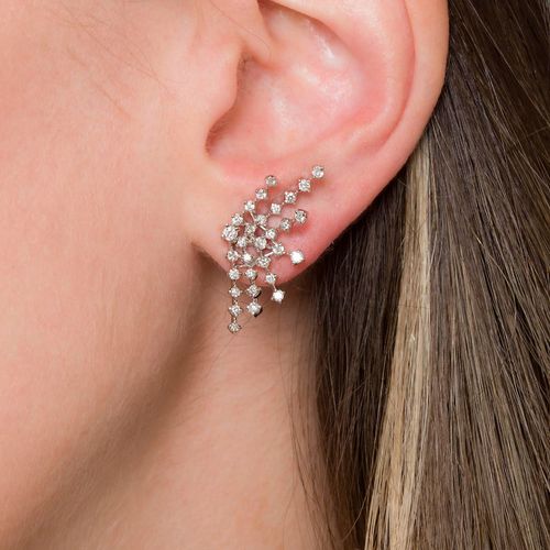 Brinco Ouro Branco Diamante