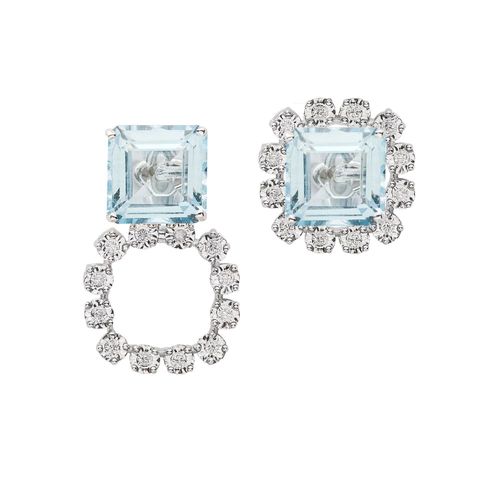Brinco Ouro Branco Topázio Diamante