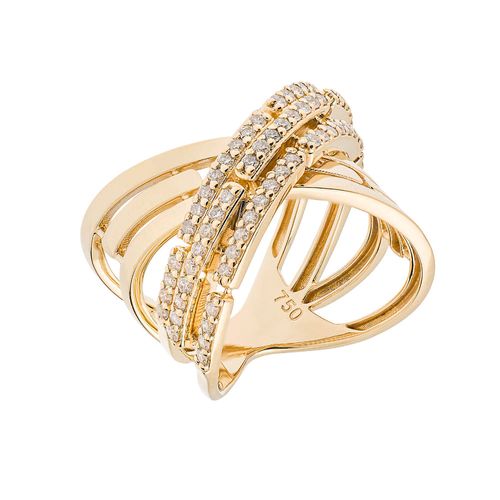 Anel Ouro Amarelo Diamante