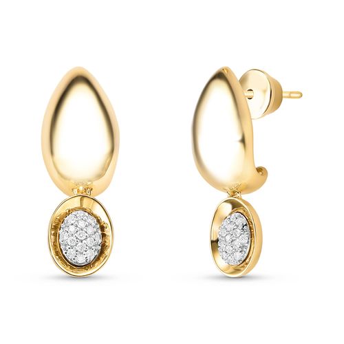 Brinco Gota Ouro Amarelo Diamante