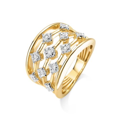 Anel Ouro Amarelo Diamante