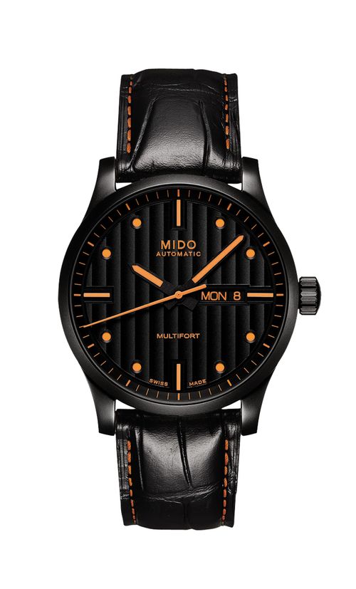Relógio Mido Masculino Preto e Laranja