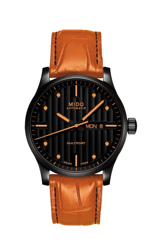 Relógio Mido Masculino Preto e Laranja
