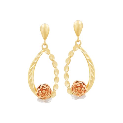 Brinco Flor Ouro Amarelo,Branco e Rosé