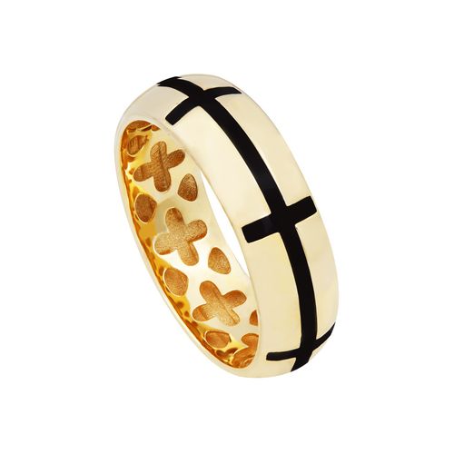 Anel Ouro Amarelo com Resina