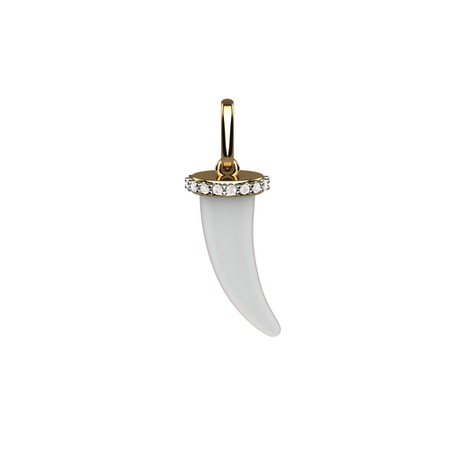 Pingente Dente Ouro Branco Agata Topazio