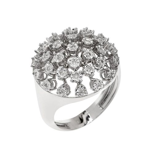 Anel Ouro Branco Diamante