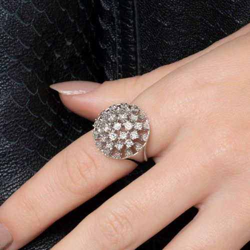 Anel Ouro Branco Diamante