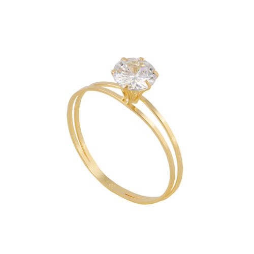 Anel Solitário Ouro Amarelo Zircônia