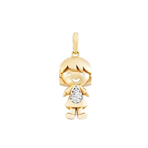Pingente Menina Ouro Amarelo Diamante
