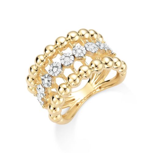 Anel Esfera Ouro Amarelo Diamante