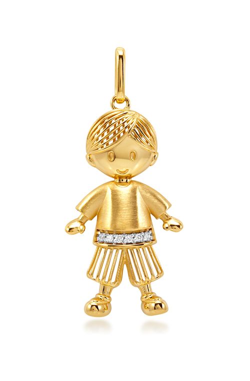 Pingente Menino Ouro Amarelo Diamantes