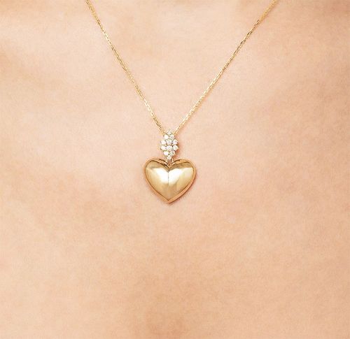Colar Coração Ouro Amarelo Diamante