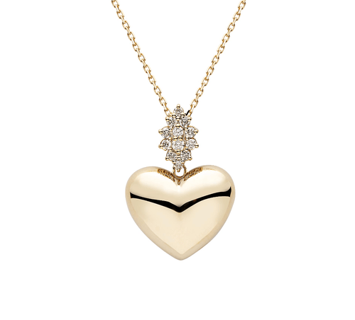 Colar Coração Ouro Amarelo Diamante