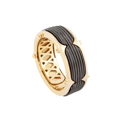 Anel Ouro Amarelo com Ródio Negro