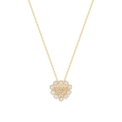 Colar Coração Ouro Amarelo Diamante