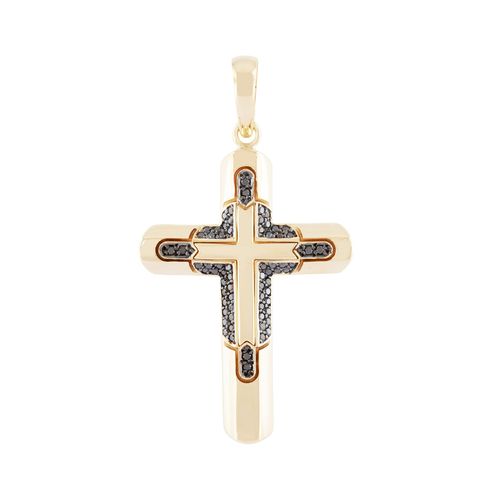 Pingente Cruz Ouro Amarelo Diamante Negro