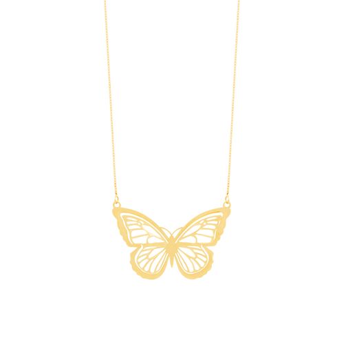 Colar Borboleta Ouro Amarelo