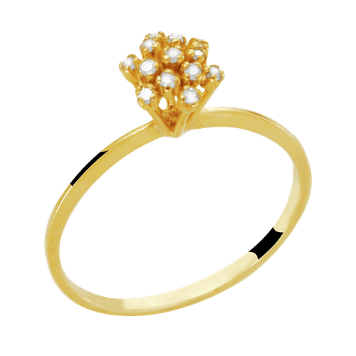 Anel Chuveiro Ouro Amarelo Diamantes