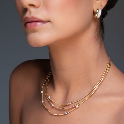 Colar Ouro Amarelo e Branco Diamante